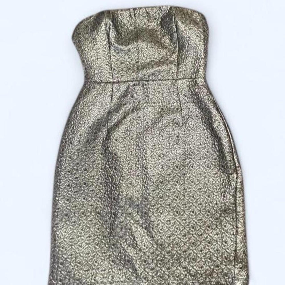 ✨ METALLIC Y2K STRAPLESS BROCADE MINI DRESS ✨